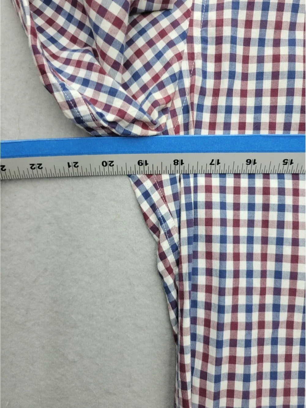 J Crew Men Button-Up Medium Red Blue Slim Checked 100% Cotton Mauritius Work